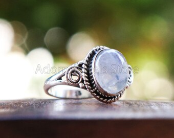 Natural Rainbow Moonstone Ring, Silver Jewelry, 925 Silver ring, Sterling Silver Ring, Handmade Gemstone Ring, Gift For Her