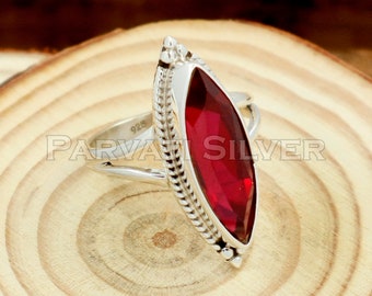 Ruby Ring, Handmade 925 Sterling Silver Ruby Ring, Lab Created Ruby Ring, Statement Ring, Dainty Ring, Engagement Ring, Gift for Her