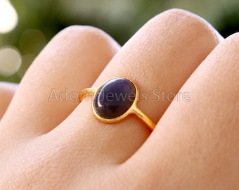 Natural Blue Labradorite Ring, Solid 925 Sterling Silver Ring, Labradorite Gold Vermeil Ring, Gold Filled Ring, Handmade Ring, Women Ring