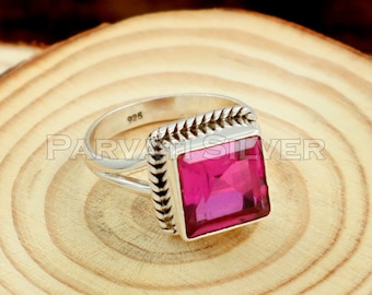 Ruby Ring, Handmade 925 Sterling Silver Ruby Ring, Lab Created Ruby Ring, Statement Ring, Dainty Ring, Engagement Ring, Gift for Her