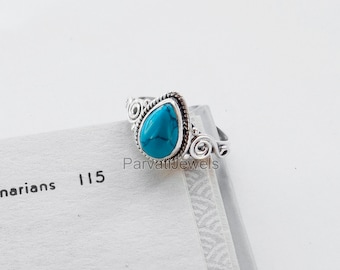 Beautiful Turquoise Silver Ring, 925 Sterling Silver Ring, Turquoise Handmade Ring, Silver Jewelry, Gemstone Ring, Boho Ring, Gift For Her