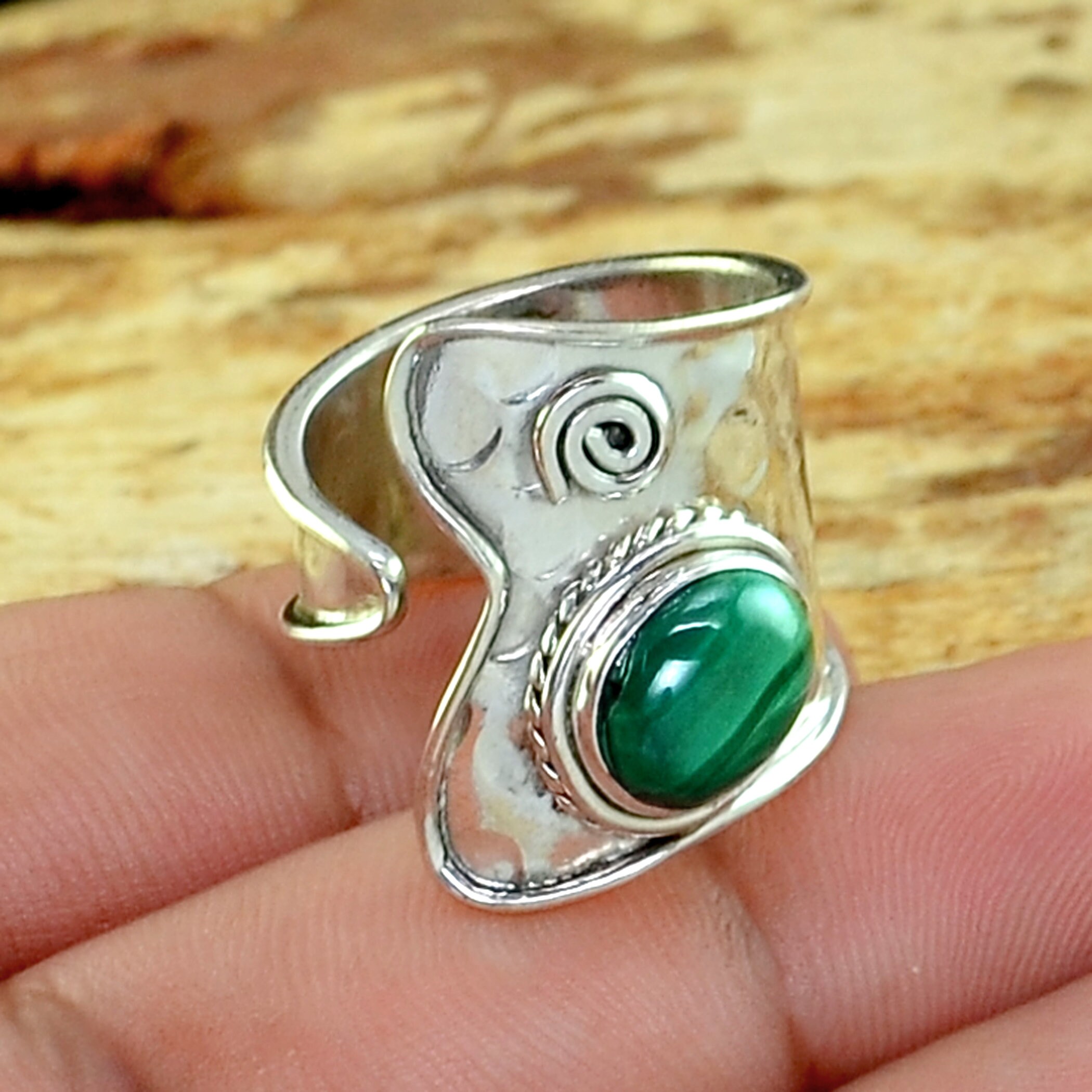 Malachite Silver Ring, Malachite 925 Sterling Silver Ring, Malachite Handmade Silver Jewelry, Gemstone Jewelry, Boho Jewelry, Gift for Her