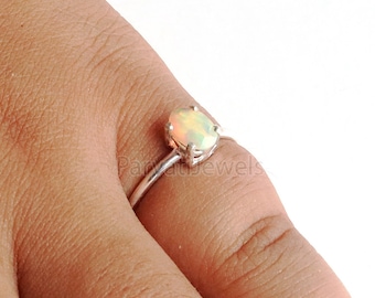 Natural Ethiopian Opal Ring, 925 Sterling Silver Ring, Opal Handcrafted Ring, Sterling Silver Jewelry, Gemstone Jewelry, Gift For Her