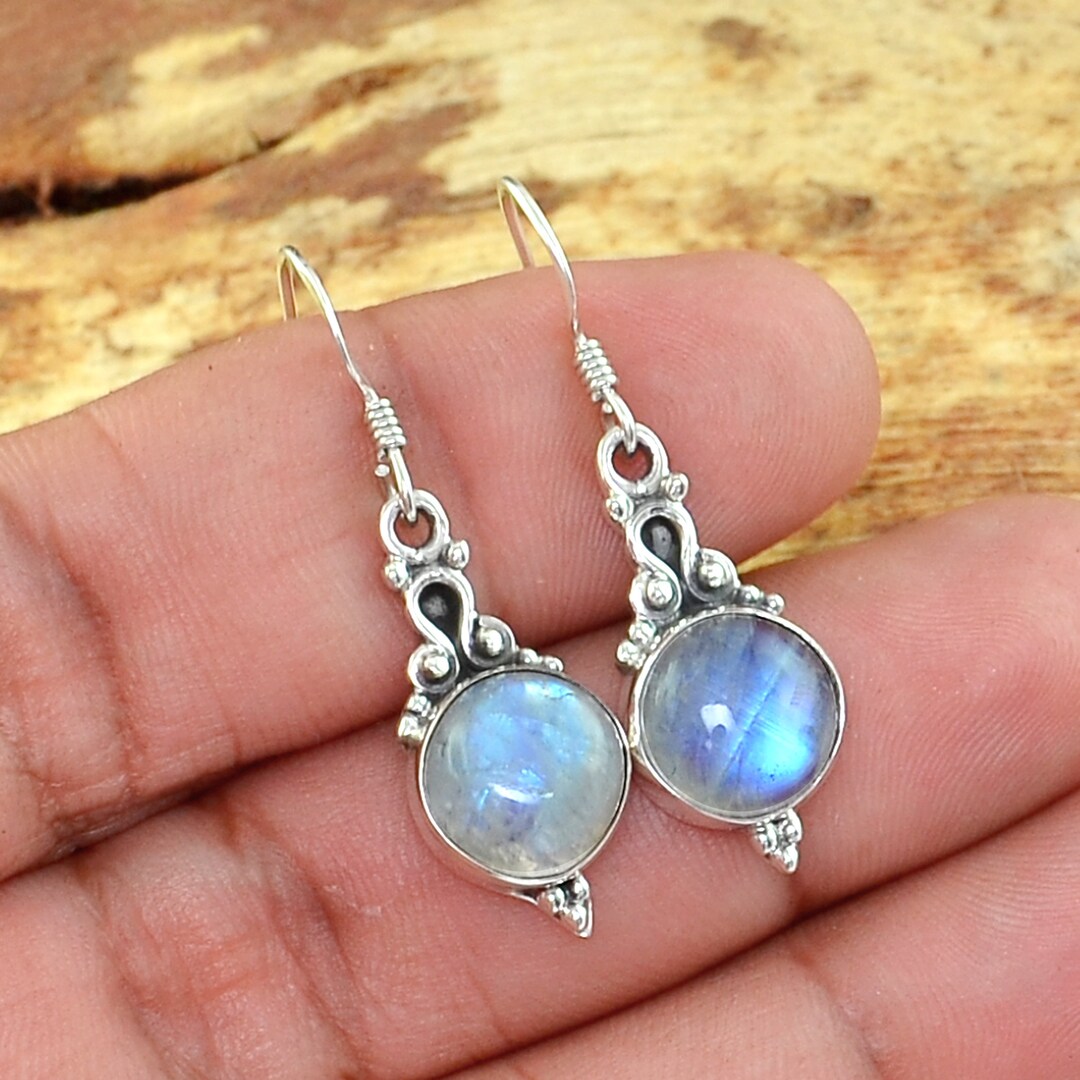 White Rainbow Moonstone 925 Sterling Silver Earring