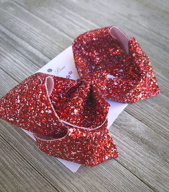 Red and White Glitter Southern Bow, Jumbo Hair Bow
