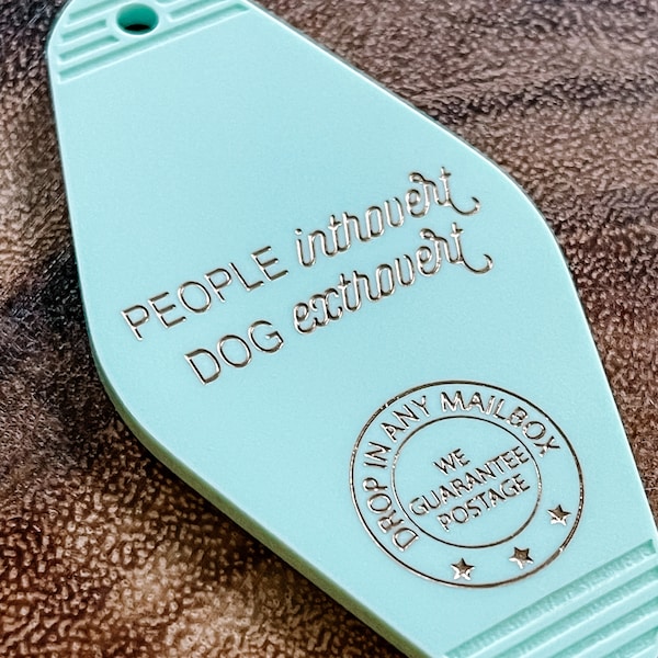 Retro Motel Key Fob, People Introvert Dog Extrovert, Dog Lover Keychain, Funny Dog Keychain