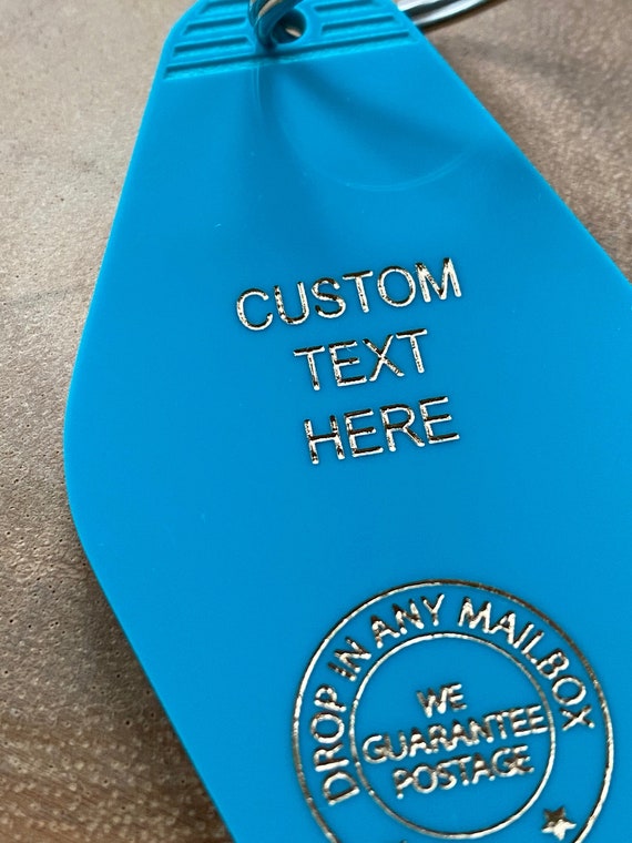 Custom Retro Motel Key Fob, YOUR CUSTOM TEXT, Custom Keychain, Housewarming Gift, Wedding Favor