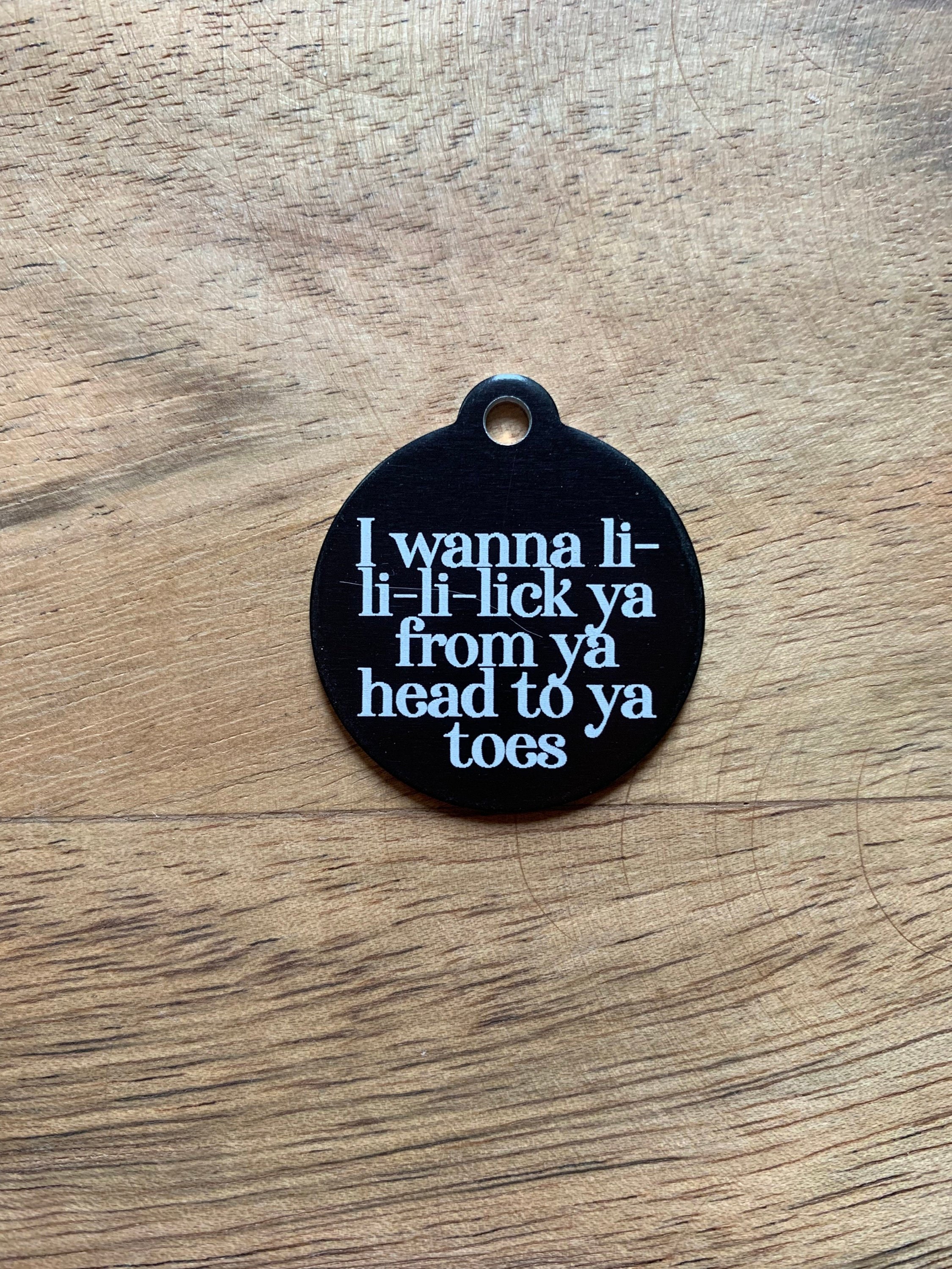 Funny Dog ID Tag, I Wanna Lick You From Your Head to Your Toes
