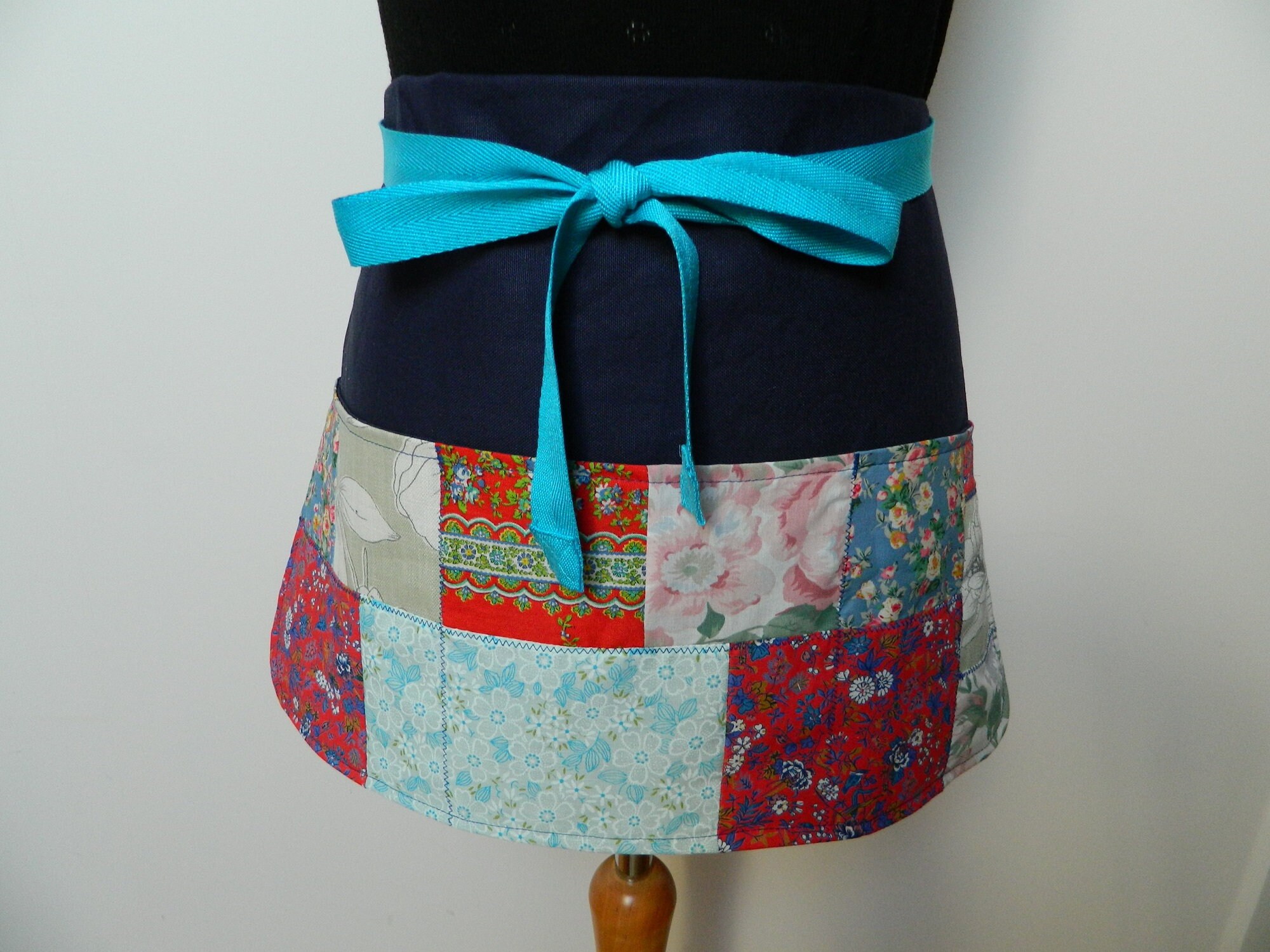 Waist Apron with pockets handmade patchwork apron gardening Etsy