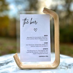 Bar Getränkeschild Hochzeit, moderne bearbeitbare Getränkekarte Party, druckbare Spirituosenkarte, minimalistisches Barmenüschild, bearbeitbare Canva-Vorlage, HERZ