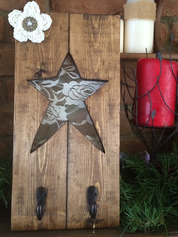 Wood Country Star Decor Lace Wall Art Primitive Wall Art Etsy