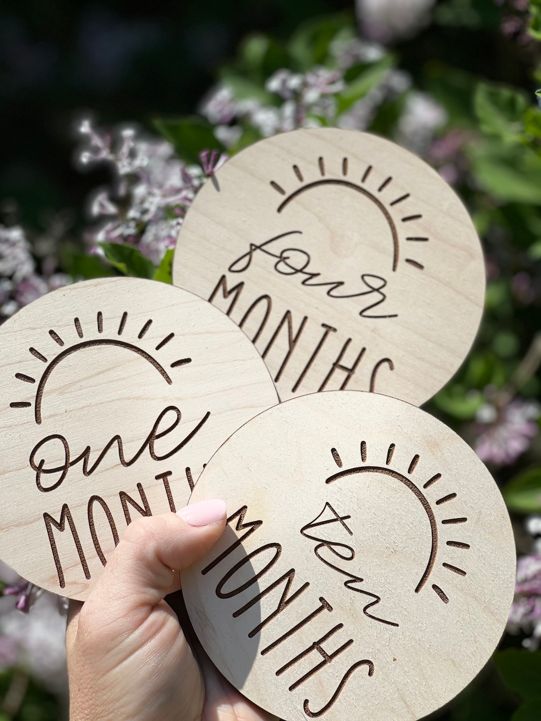 Baby Monthly Milestone Markers | Wooden Photo Prop Discs - Etsy