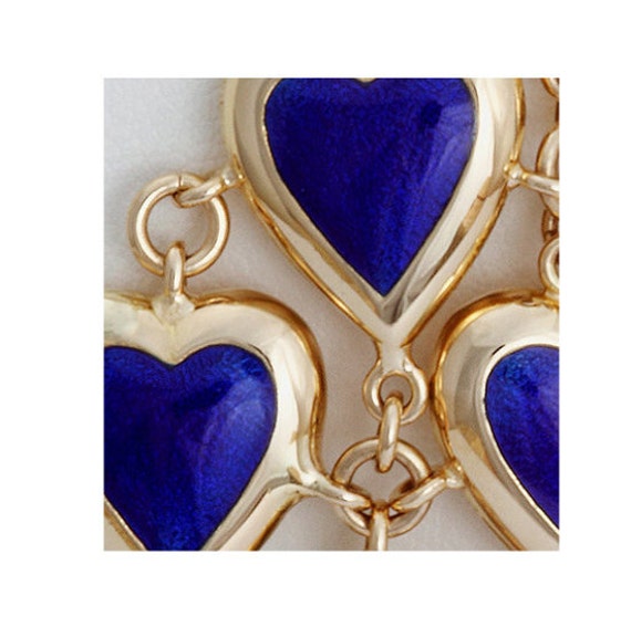 18kt gold multiple heart pendant with blue enamel - image 5