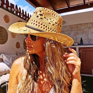 Handmade custom hat for women – straw cowboy summer style, western fashion gift for festivals, bride hat gift for her