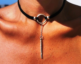 Discreet Eternity Collar Leather Choker Necklace beaded with charm • Bohemian Handmade Jewelry • Best selling items