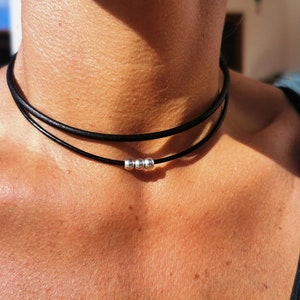 womens beaded choker necklace • Minimalist Necklace • Layering Necklace • gifts for her • Silver handmade jewelry by Kekugi