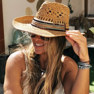 Vintage Cowboyhut für Damen – Sommerhut aus Stroh, Hut im Western-Stil, Strohhut, Hut nach Ihren Wünschen