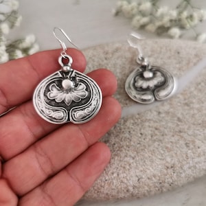 Gift for her hook sterling silver earrings dangle, statement drop beaded earrings. Personalized handmade jewelry, cute boho unique earrings.