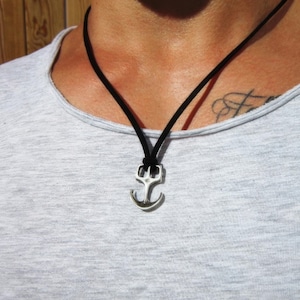 silver anchor Personalized Gifts for Men – Necklace for Men Pendant Necklace Custom Handmade Jewelry Gift for Him