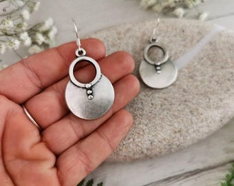 Silver Beaded Dangle Drop Earrings • Cute Unique Boho Handmade Jewelry