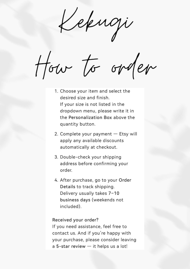 The image is a text-based document with instructions on how to order items from an online store.