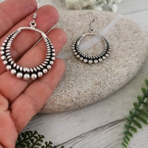 Gift for her hook sterling silver earrings dangle, statement drop beaded earrings. Personalized handmade jewelry, cute boho unique earrings.