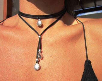 HANDGEMAAKTE SIERADEN choker ketting voor vrouwen, laag ketting set, kralen boho ketting voor meisje, charme choker ketting, leren ketting