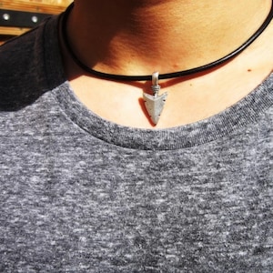 silver arrow Mens Necklace Leather Pendant Necklace – Handmade Jewelry Gift for Him Personalized Jewelry by Kekugi gift for him
