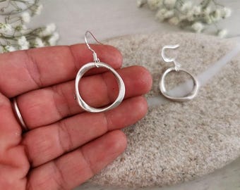 Silver Beaded Dangle Drop Earrings • Cute Unique Boho Handmade Jewelry