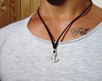 Anchor Silver Necklace for Men – Charm Necklace Custom Gift Mens Jewelry Gifts for Men Unique Handmade by Kekugi Gift for Him