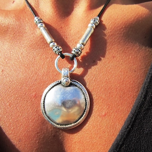 silver pendant necklace, boho chic jewelry, bohemian necklace, statement jewelry, pendant necklace choker, handmade jewelry gift for her