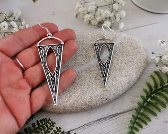 Silver Beaded Dangle Drop Earrings • Cute Unique Boho Handmade Jewelry