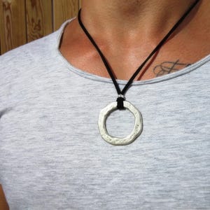 Silver ring Necklace for Men – Charm Necklace Custom Gift Mens Jewelry Gifts for Men Unique Handmade by Kekugi Gift for Him
