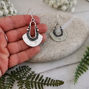 Gift for her hook sterling silver earrings dangle, statement drop beaded earrings. Personalized handmade jewelry, cute boho unique earrings.