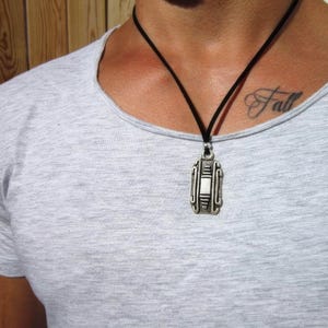 Mens Necklace Leather Pendant Necklace – Handmade Jewelry Gift for Him Personalized Jewelry by Kekugi gift for him