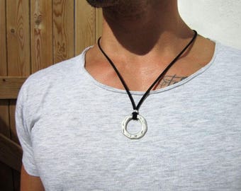 silver ring mens necklace, gifts for men