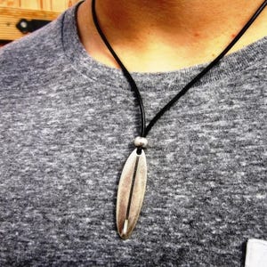 Surf Silver Necklace for Men – Charm Necklace Custom Gift Mens Jewelry Gifts for Men Unique Handmade by Kekugi Gift for Him