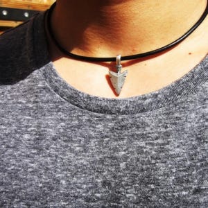 silver arrow Mens Necklace Leather Pendant Necklace – Handmade Jewelry Gift for Him Personalized Jewelry by Kekugi gift for him