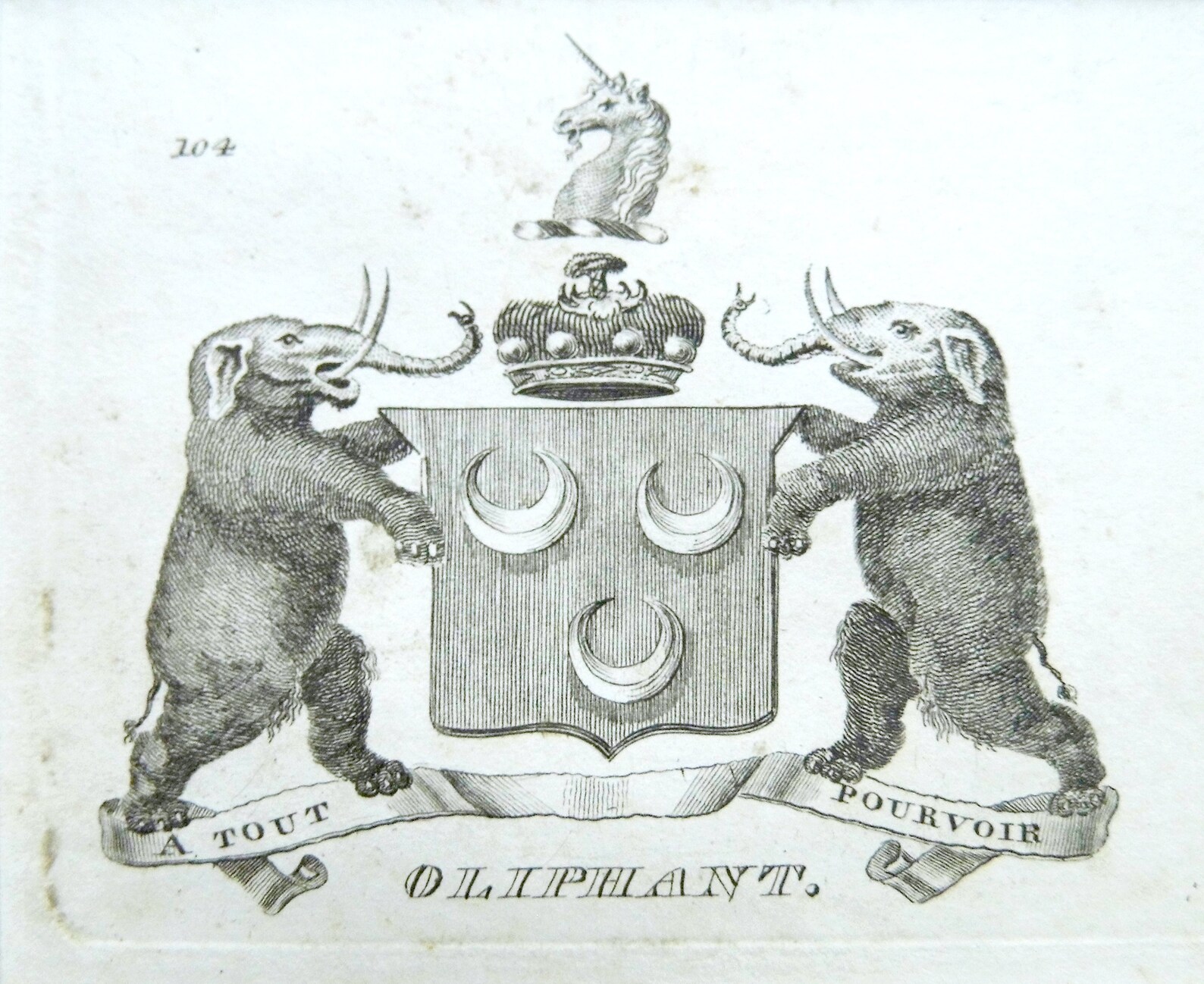OLIPHANT Antique Scottish heraldry engraving 1834 mounted Etsy