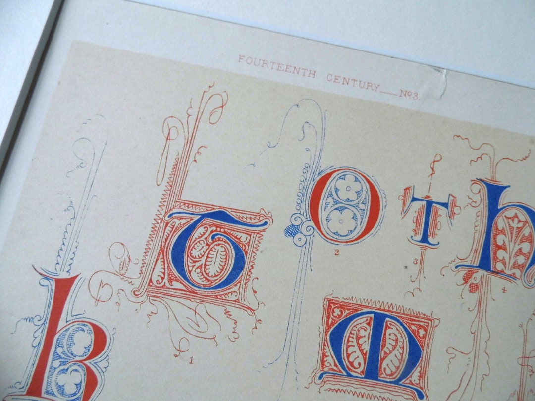 14th Century Illuminated Letter Typography Alphabet Large - Etsy
