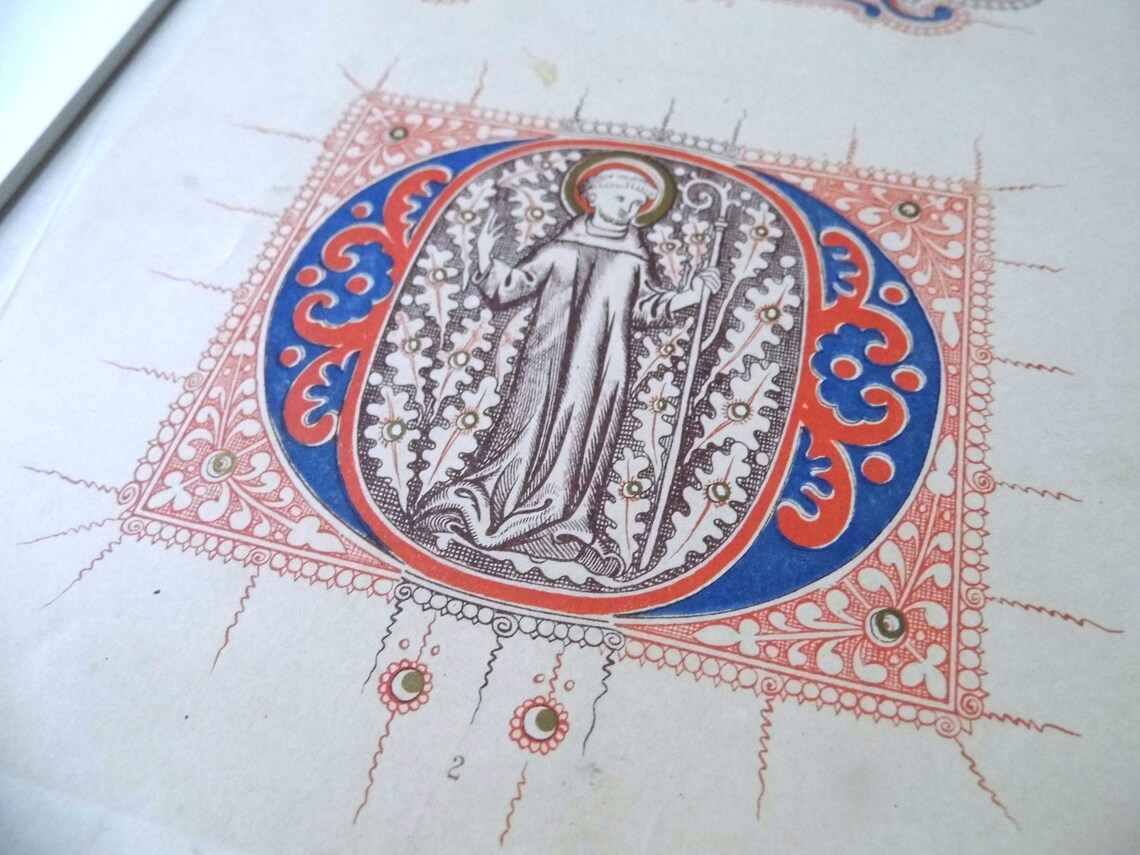 14th Century Illuminated letters typography alphabet N O | Etsy