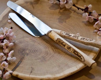 cake server set/Cake knife set/Rustic cake server/ Wood Wedding knife/ Wedding cake set/ Personalized knife./Cake cutting