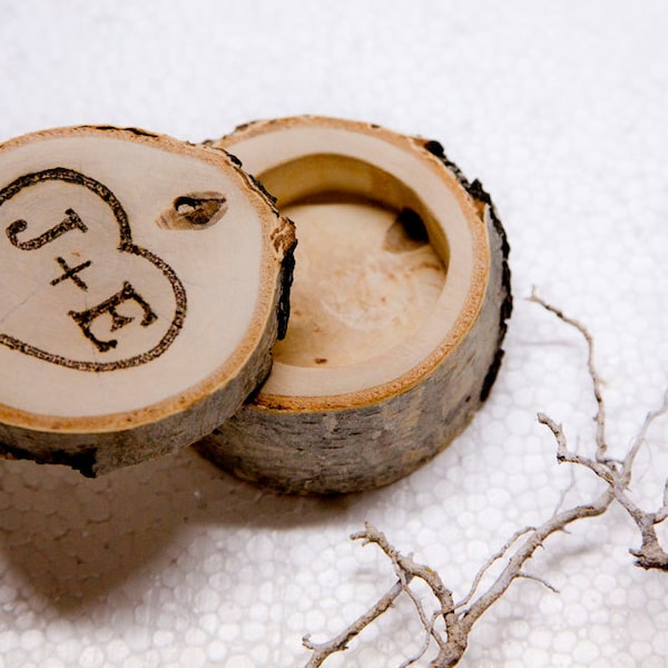 Wedding Ring Bearer Rustic Decor Personalized Birch Ring Box