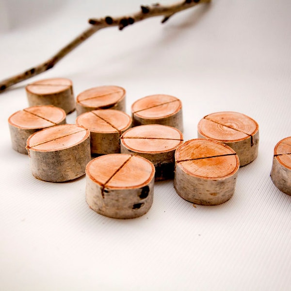 10 Birch Bark Place Card Holders for Weddings, Holiday Table Decor Bridal Showers, Parties Rustic Shabby Chic Cottage