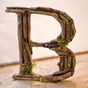 Letras de madera a la deriva, letras de madera para pared, letra B, arte para el hogar, apellido, letras rústicas para pared