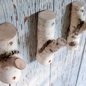 3 рс. Natural Branch Wall Hooks, Rustic Wooden Coat Hooks, Coat Rack, Birch Wooden Hook, Ructic Home Decor, Tree Log, Decorative Branches image 2