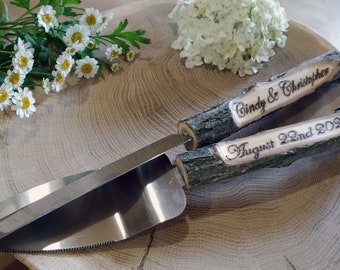 Wedding serving set\Wedding cake server /Personalized knife Rustic cake server/ Rustic wedding Personalized server/ Wedding gift