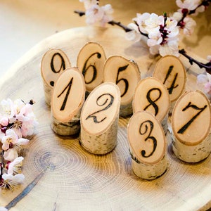 Natural Birch Woodburned Table Numbers Wooden Table Numbers- -10 Wedding Table Numbers - Rustic Table Decor -  - Wedding Reception Decor