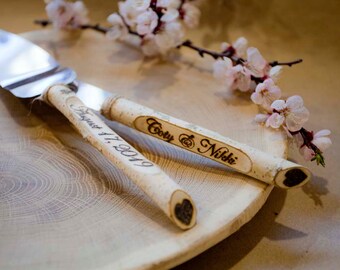 Personalized knives, Wedding cake set/ Wedding server set/ Wedding set/Cake servers/ Cake knife set/ Personalized knife/Rustic knife server
