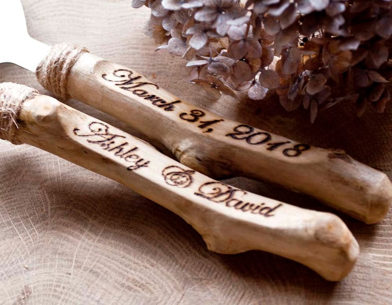 Cake knife set/Rustic cake server/ Wood Wedding knife/ Wedding cake set/ Rustic wedding Personalized server/ Driftwood wood/ Wedding gift image 10